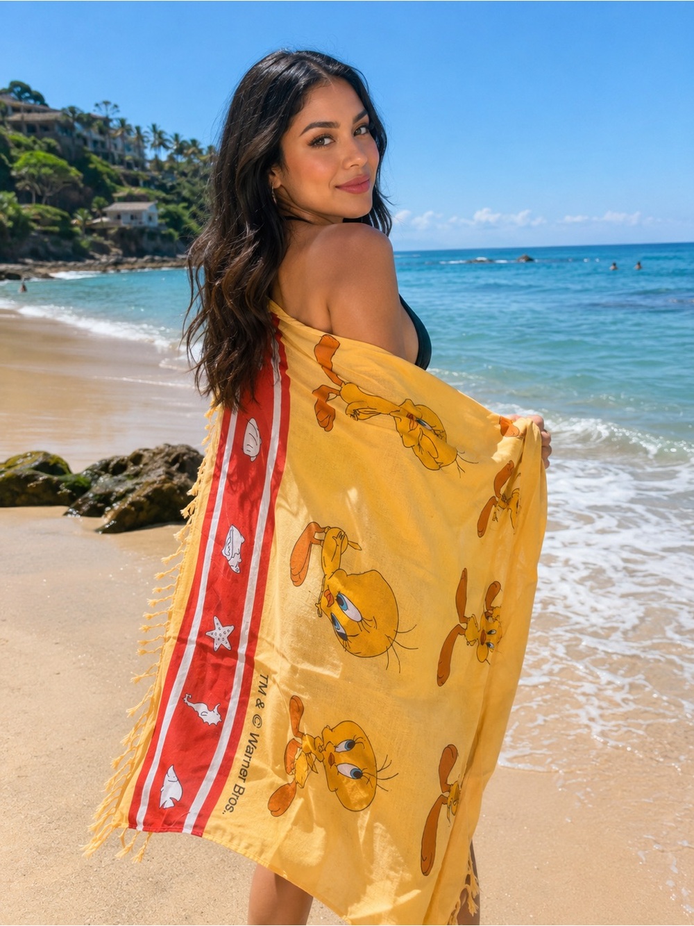 Looney Tunes Warner Bros. Tweety Yellow and Red Cartoon Beach Throw